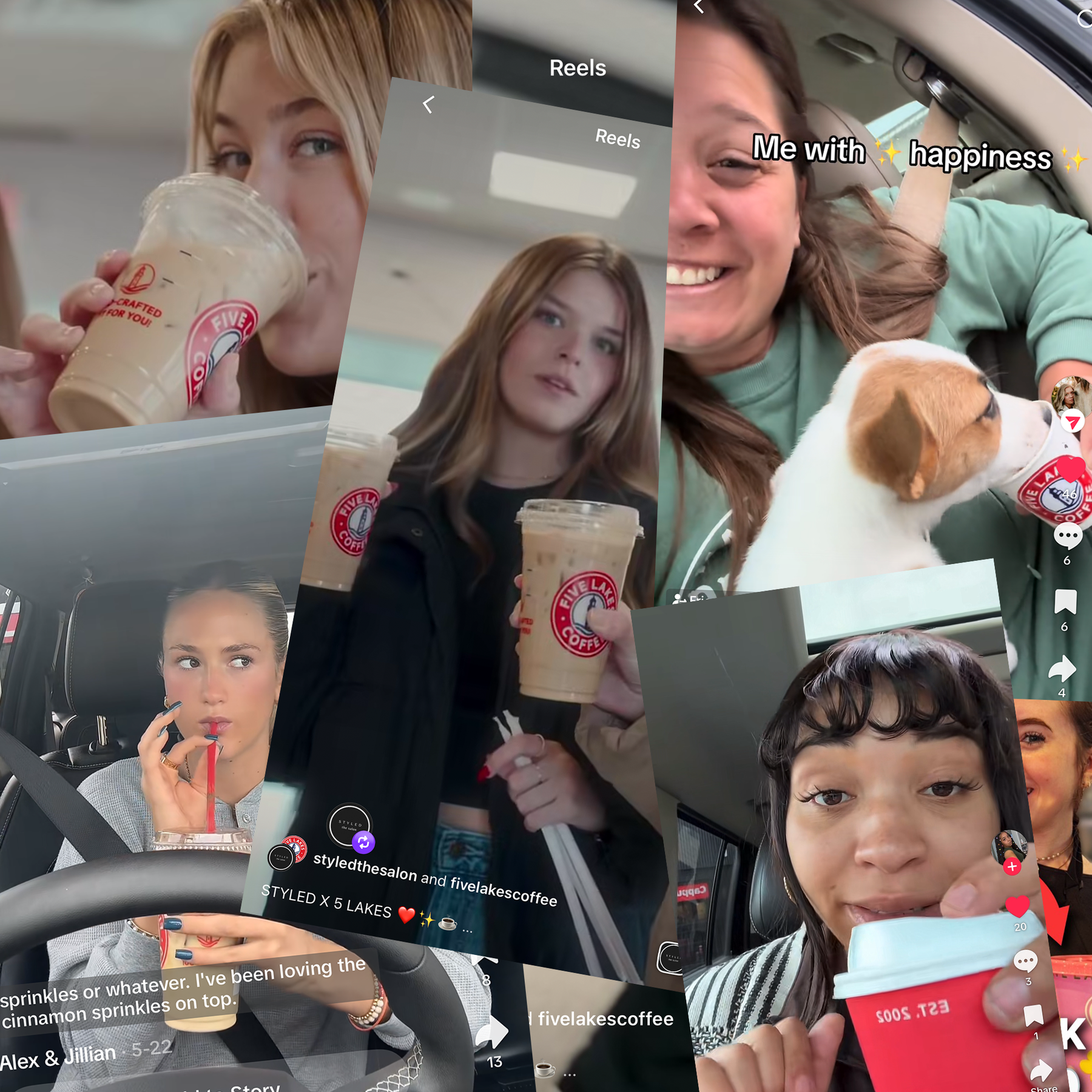 Five Lakes guest with a red coffee cup in a coffee house